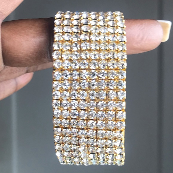 Not Your Average Gold Alloy Rhinestone Cuff 1 1/8” - Picture 6 of 8